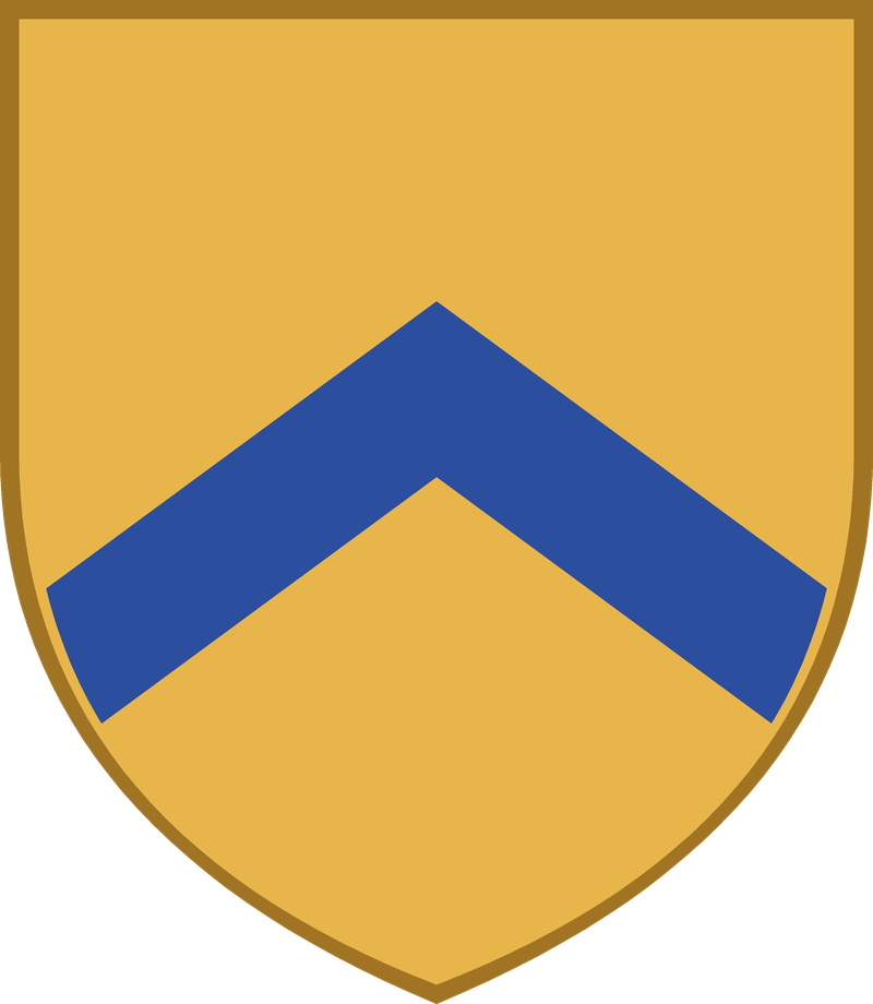 Gold heraldic shield bearing a blue chevron — the arms recorded by Burke for a Kirke family of Yorkshire